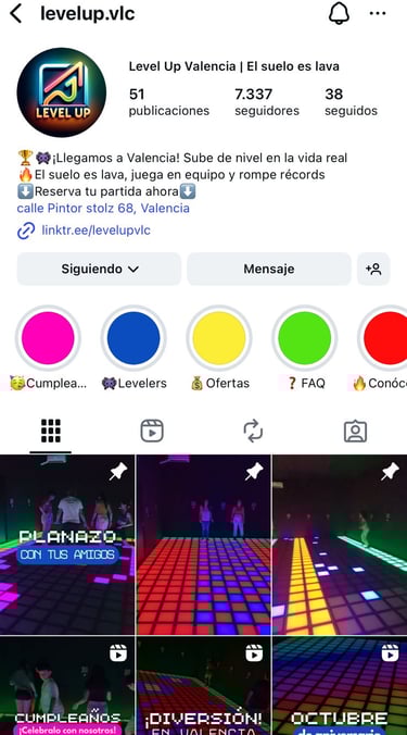 perfil de instagram level up valencia