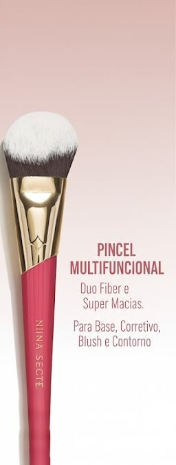 PINCEL MULTIFUNCIONAL Duo Fiber e Super Macias, Multifuncional, Para Base, Corretivo, Blush e Contor