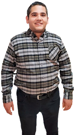 Joan Méndez, de pie con perfil de frente