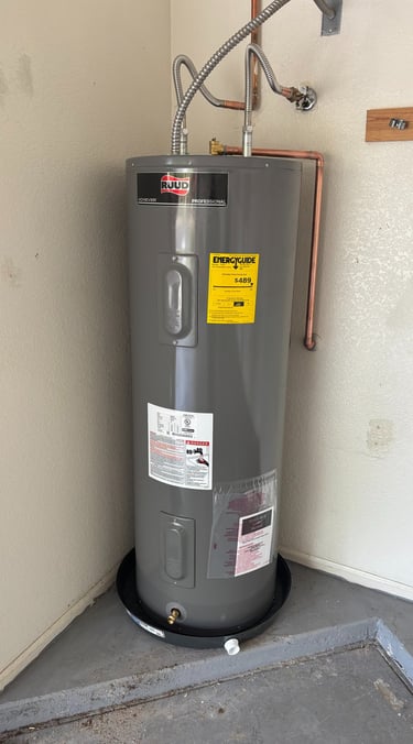An electric water heater installed with precision and care.