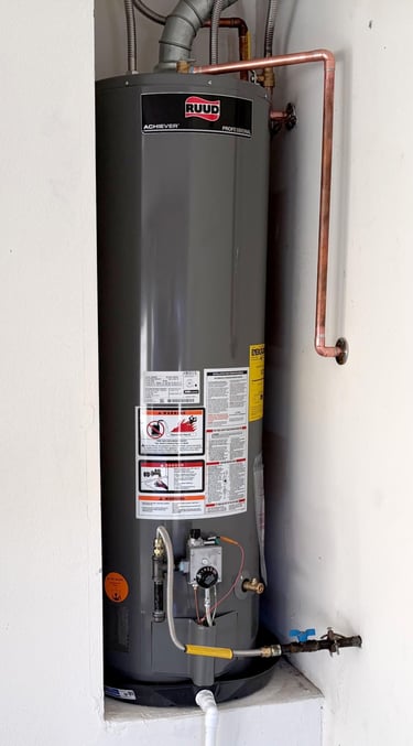 A beautifully installed gas water heater.