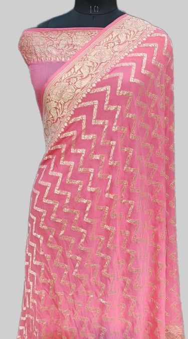 Elegant Pink Banarasi Designer Saree