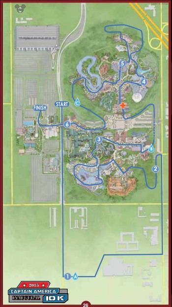 2015 runDisney Captain America 10K Course Map