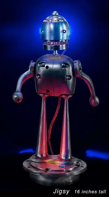 Found object robot named Jigsy by Santa Barbara sculptor Tal Avitzur.