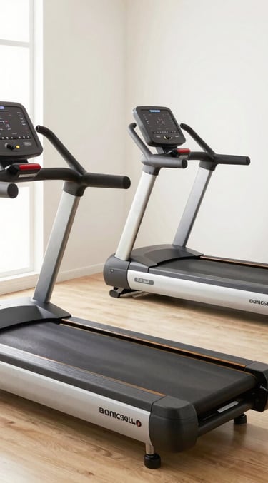 Close-up of heavy-duty dumbbells stacked neatly on a rack in a bright home gym