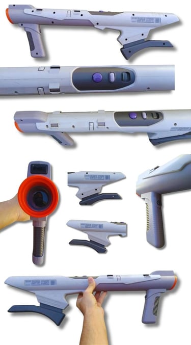 Bazuca Super Scope 6’ que funciona por sensores infravermelhos e vem acompanhada de um cartucho com