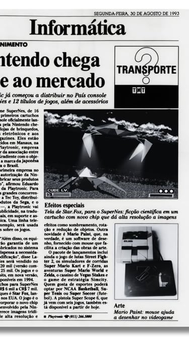 página da seção de informática de um jornal do brasil publicou matéria sobre  Playtronic 30 ago 1993