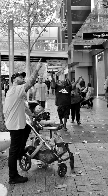 Street photography - father & baby set something