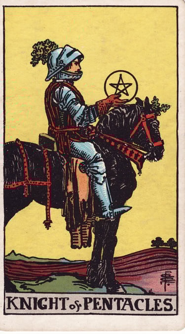 Knight of Pentacles meaning upright and reversed tarot card reading