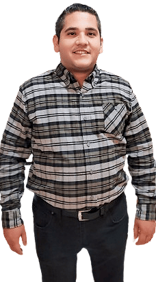 Joan Méndez, de pie con perfil de frente