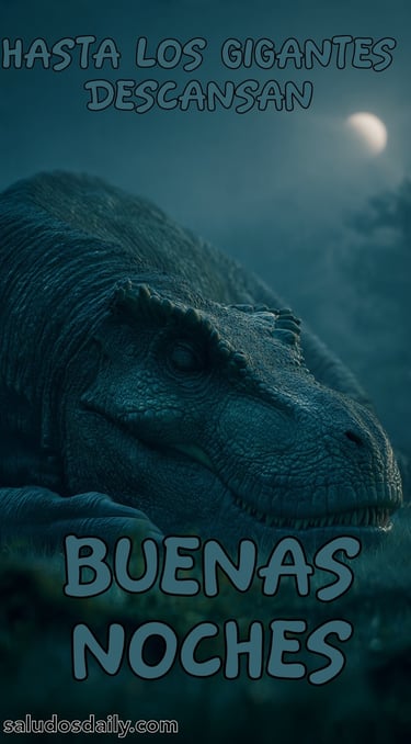 Dinosaurio grande descansando tranquilamente bajo la luz de la luna, en un entorno nocturno sereno