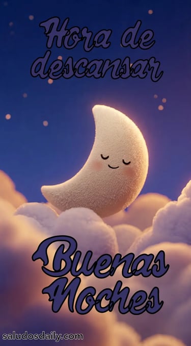 Luna animada de estilo caricaturesco flotando entre nubes en un cielo nocturno iluminación suave