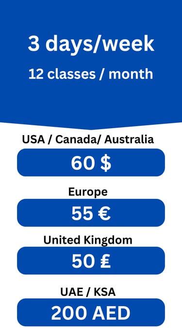 3 days/week fees