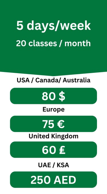 5 days/week fees