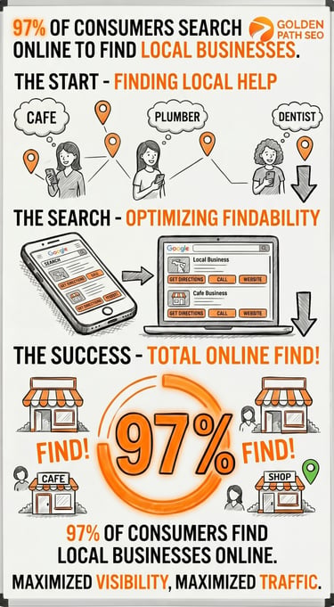 Graphic showing that 97% of consumers search for local companies
