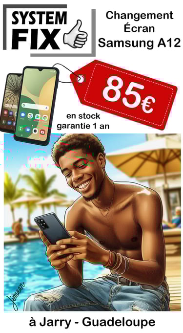 réparation SAMSUNG A12 en Guadeloupe - écran cassé