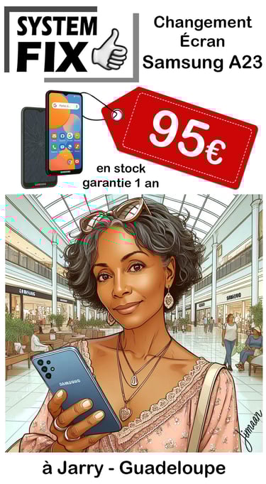 réparation écran cassé téléphone SAMSUNG A23 5g en Guadeloupe