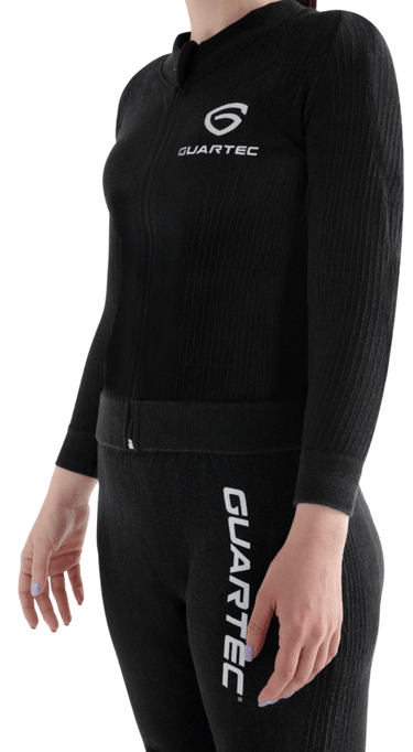 a woman in a black wetsuit and a man in a wetsuit