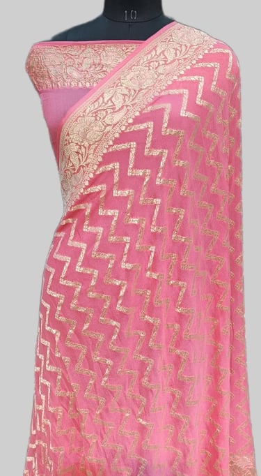 Elegant Pink Banarasi Designer Saree