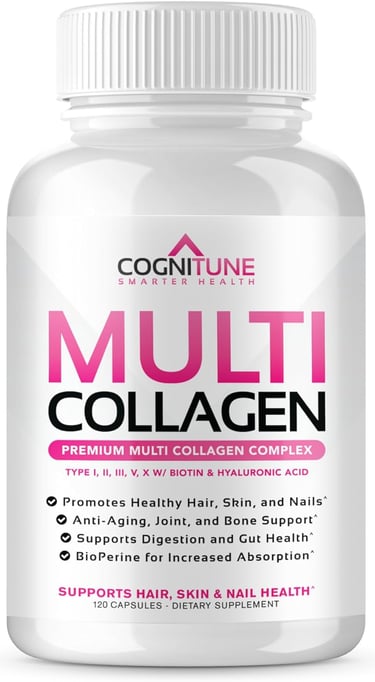 Píldoras de colágeno múltiple con ácido hialurónico y vitamina C, biotina