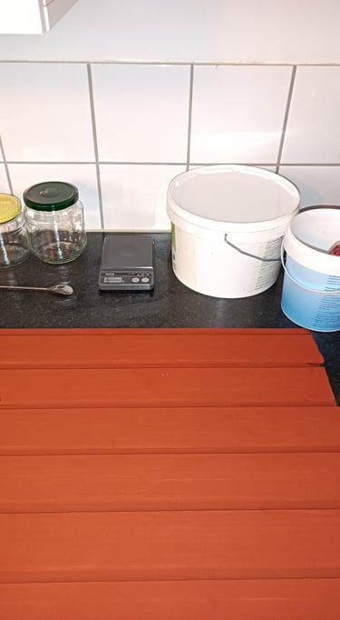 Essai de teinte de peinture et homogénéité planche par planche