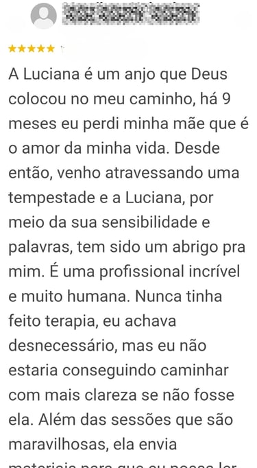 Depoimento dos pacientes falando bem da psicóloga Luciana Boechat Bohn