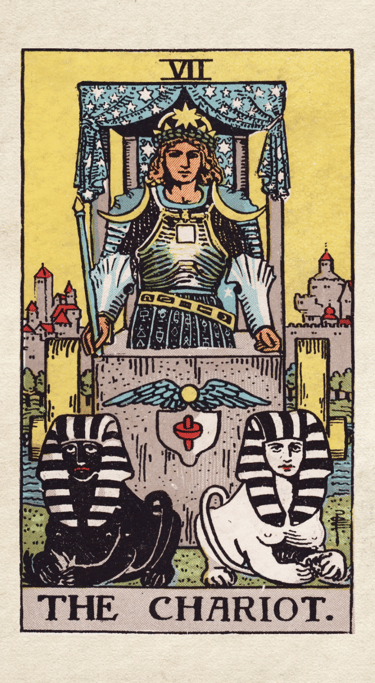 The Chariot: Represents willpower, control, and overcoming obstacles.