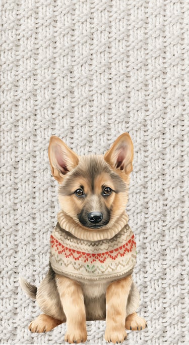 german shepherd in a christmas sweater