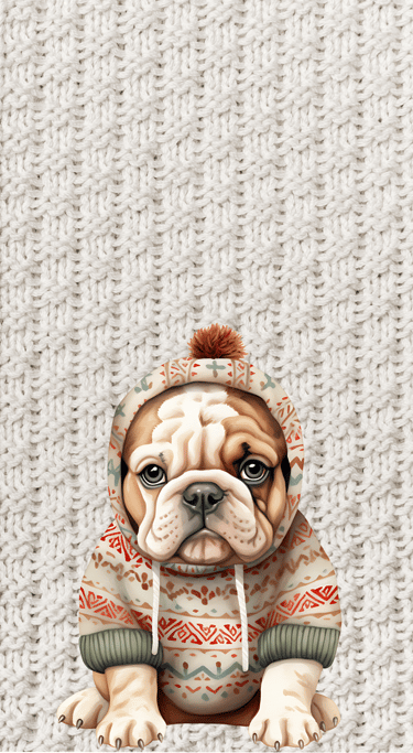 Bulldog  in a christmas sweater