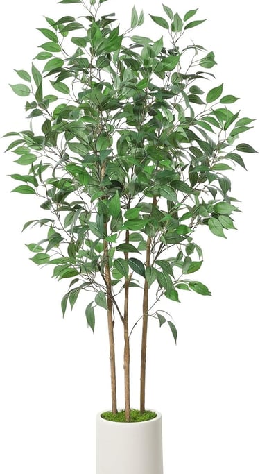 5ft Artificial Ficus Tree – Lifelike Indoor Plant for Scandinavian Dining Room Corner Décor