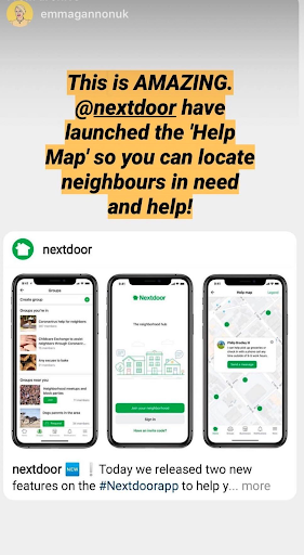 Social media post promoting Nextdoor's Help Map