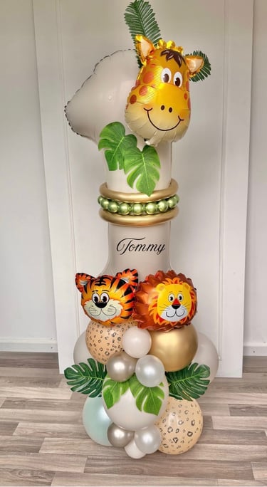 Themed birthday balloon stack for children