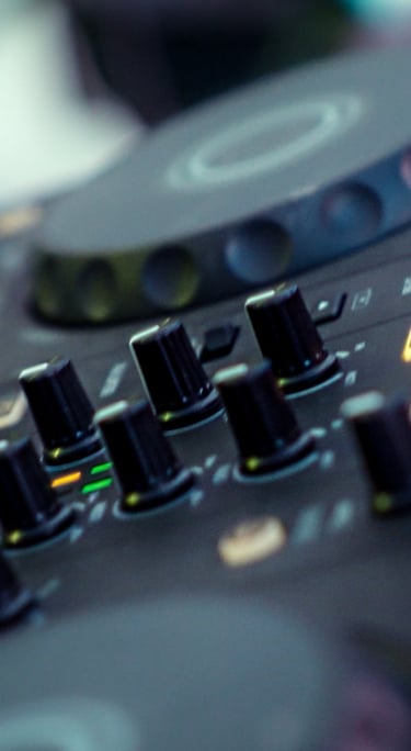 DJ board close-up from DTLA live show captured by BrandNests creative music marketing team.