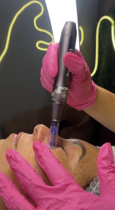 a woman getting a facial lift in a beauty salon