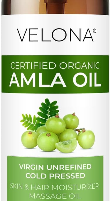a bottle of organic amla oil