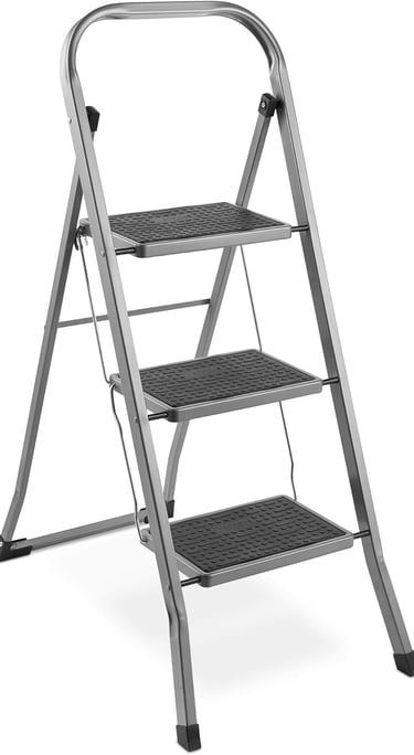 a step stool with a ladder and a step stool