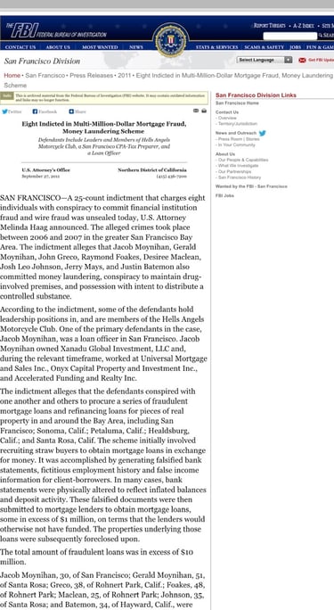 FBI indictment of Michael Falk affiliates in California