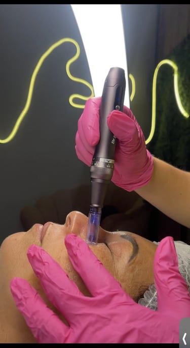 a woman getting a facial lift in a beauty salon