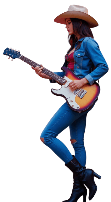 countrytjej spelar elgitarr