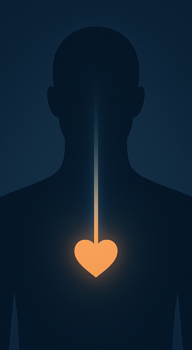 Ilustração do tórax com coração aceso — prática de atenção no corpo