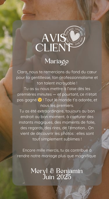 avis des mariés pour les photos de leur mariage