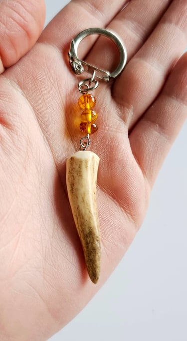 Amber and Antler keychain