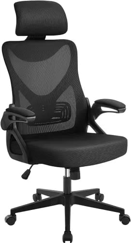Yaheetech Silla Ergonomica Giratoria con Reposacabeza Silla Giratoria Negro