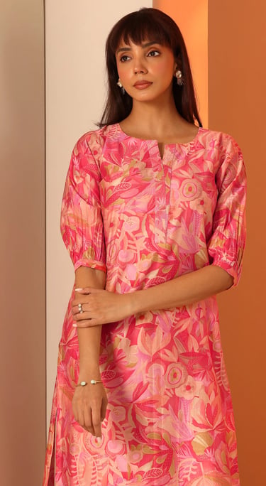 peach straight kurta tryshopy