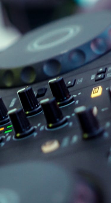 DJ board close-up from DTLA live show captured by BrandNests creative music marketing team.