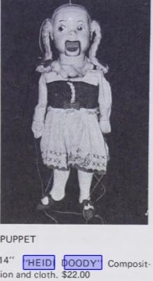 Heidy Doody Doll from Canadian Howdy Doody Show