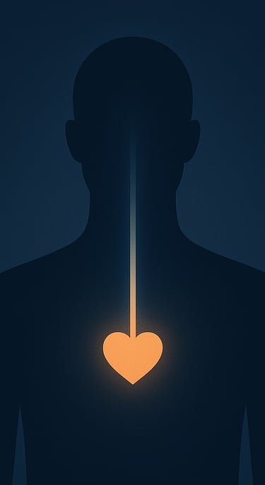 Ilustração do tórax com coração aceso — prática de atenção no corpo