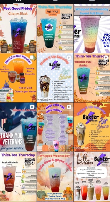 a variety of drinks and drinks in a variety of colors