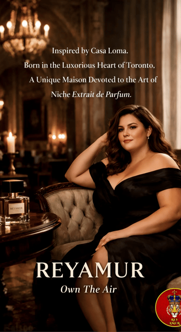 Woman holding luxury perfume REYAMUR extrait 40%