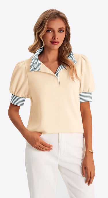 women's apricot puff sleeve blouse